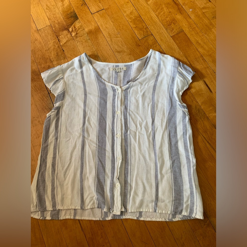 Blue and White Harper Blouse Size M